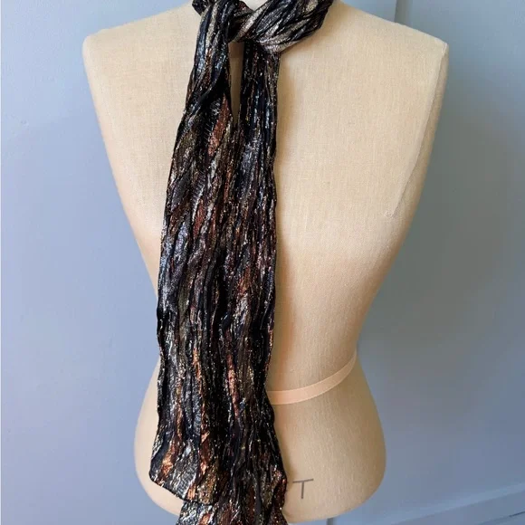 Collectif Black and Gold Striped Scarf - Picture 2 of 5